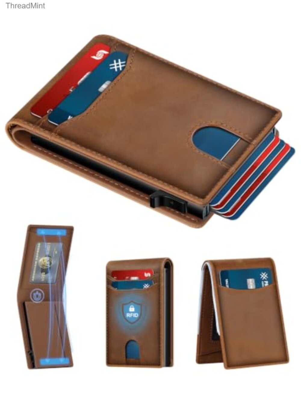 Men's Slim Full-Grain Genuine Leather RFID Wallet Card Holder